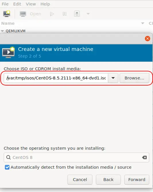 Choose ISO option window