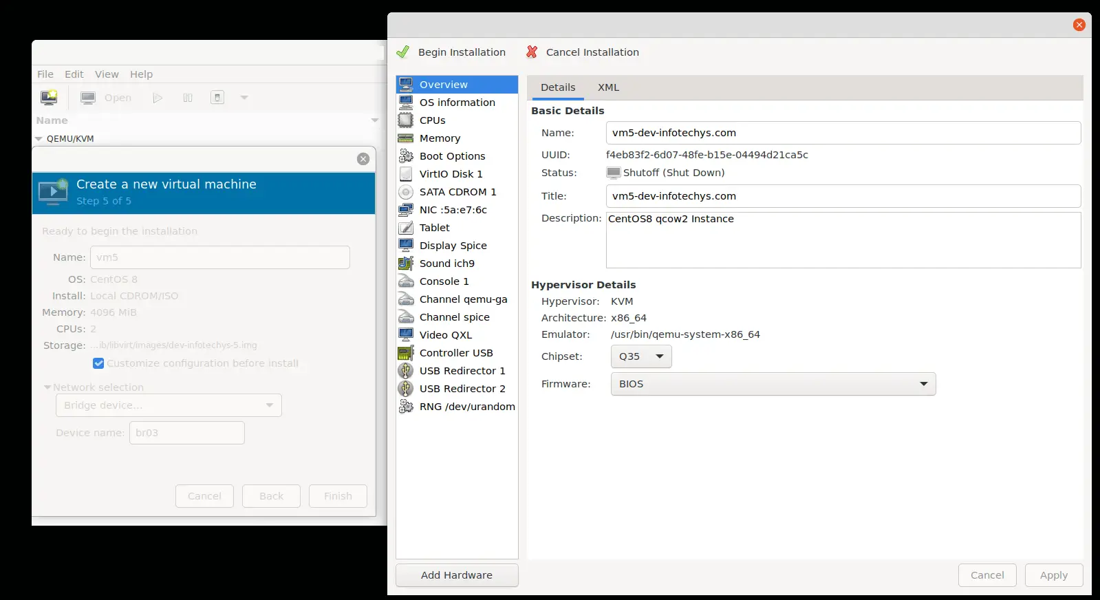 Finalize virt-manager portion of the install