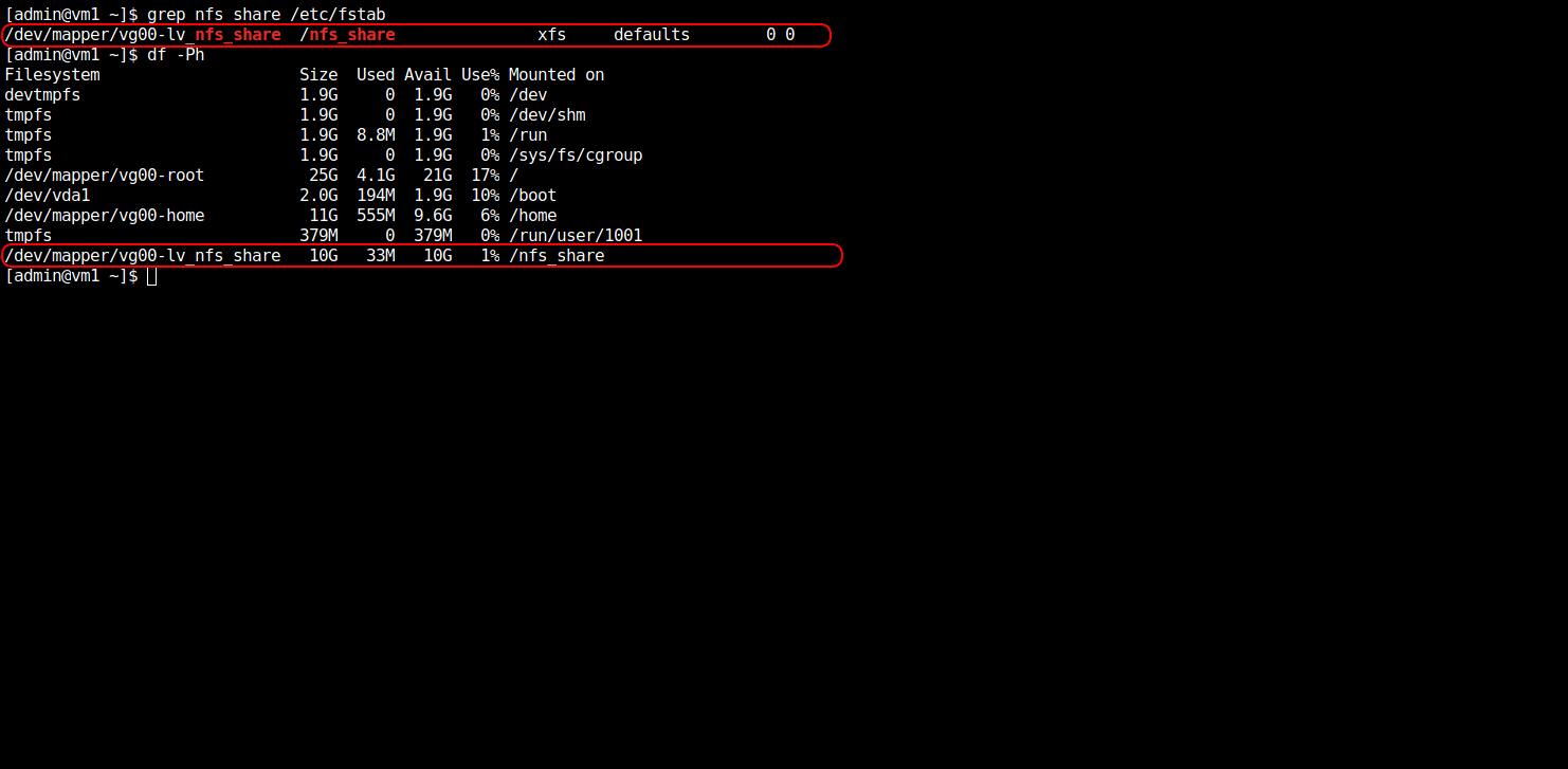 The /etc/fstab entry for nfs_share