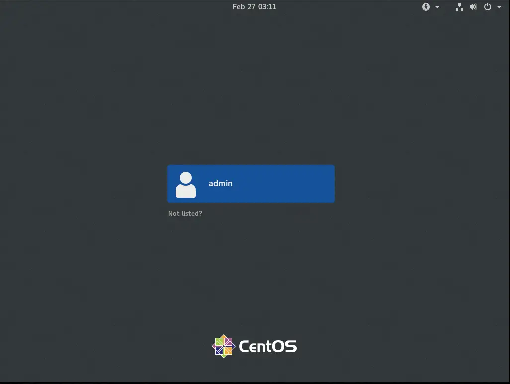 CentOS8 Login Screen