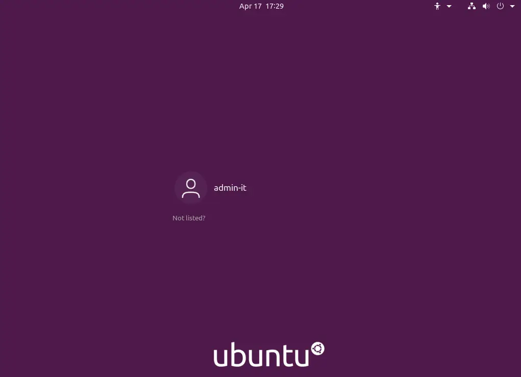 Install Ubuntu Desktop on KVM - Login Screen