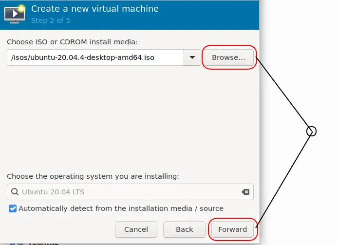 Selecting iso and volumes