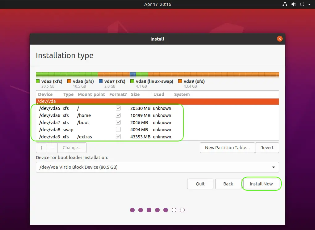 Create the root partition - Continued 7