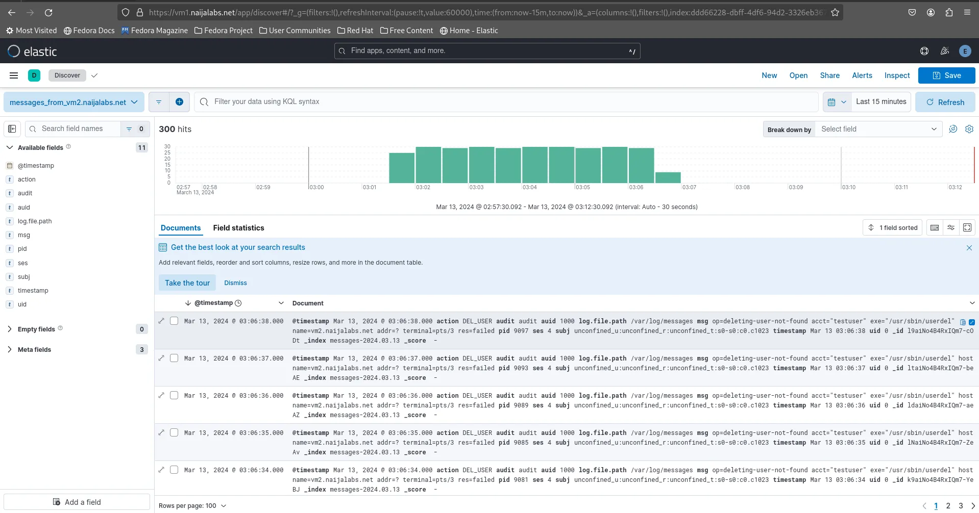 Kibana Discover Graphical Display