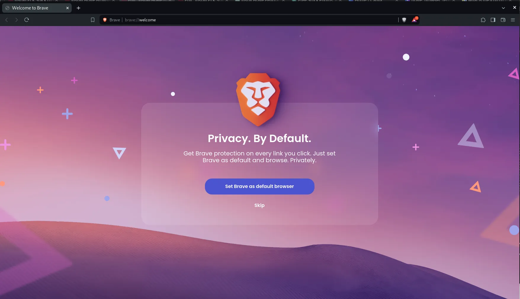 Brave Browser Welcome Page