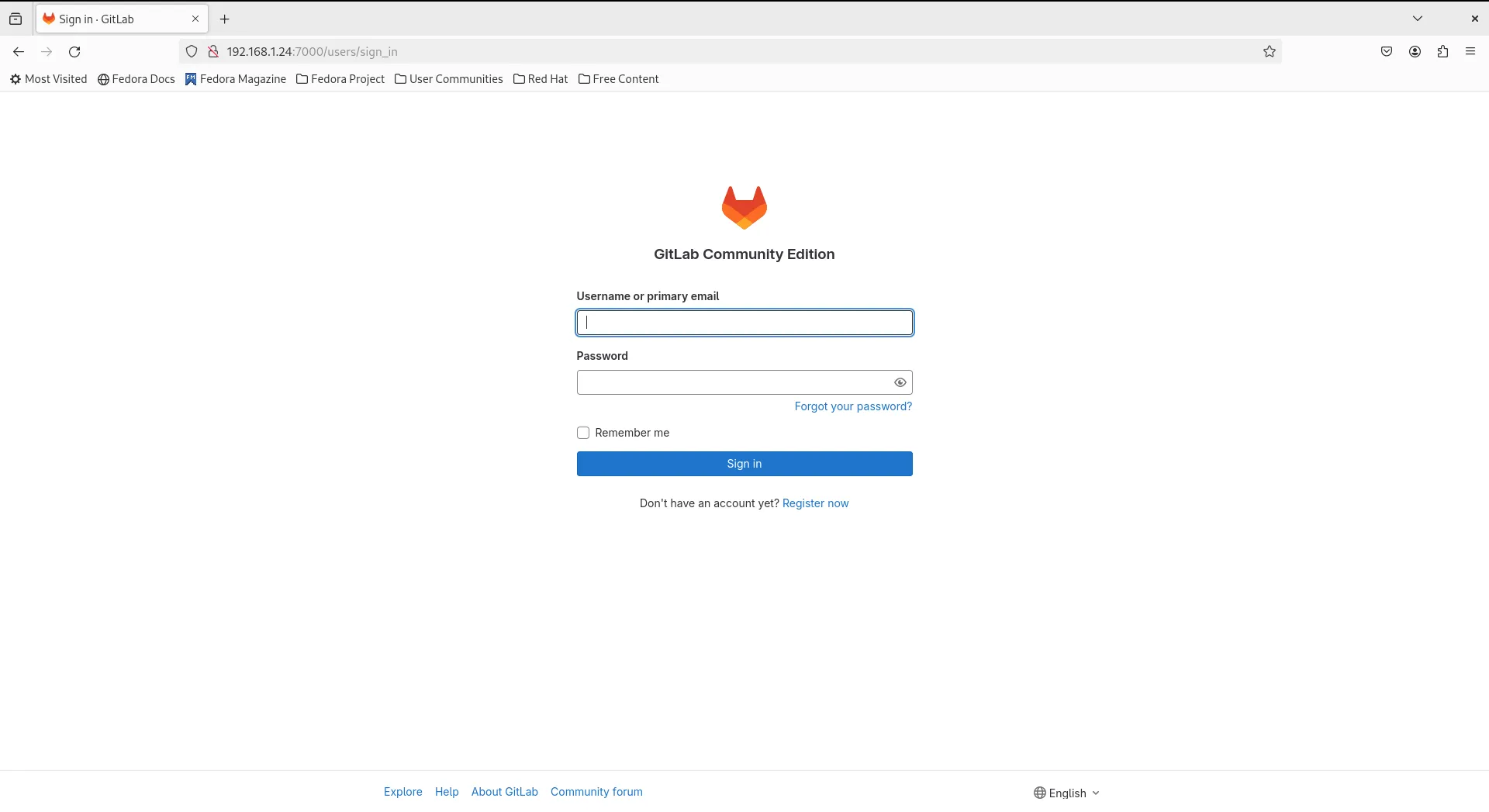 GitLab Login Page (Pre-SSL Implementation)