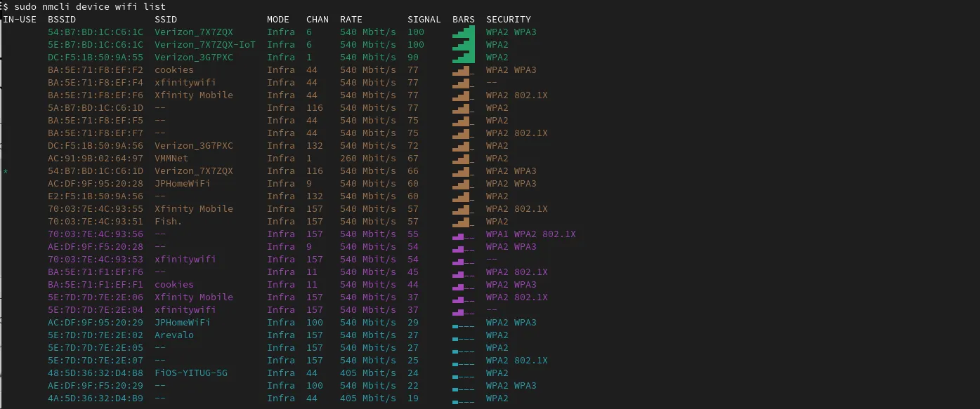 List Nearby Wireless Networks