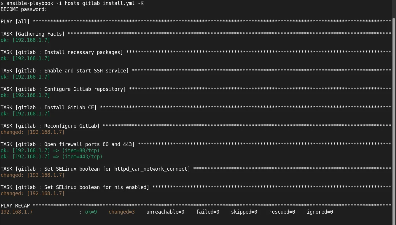 GitLab CE on RHEL 9 or CentOS 9 Using Ansible