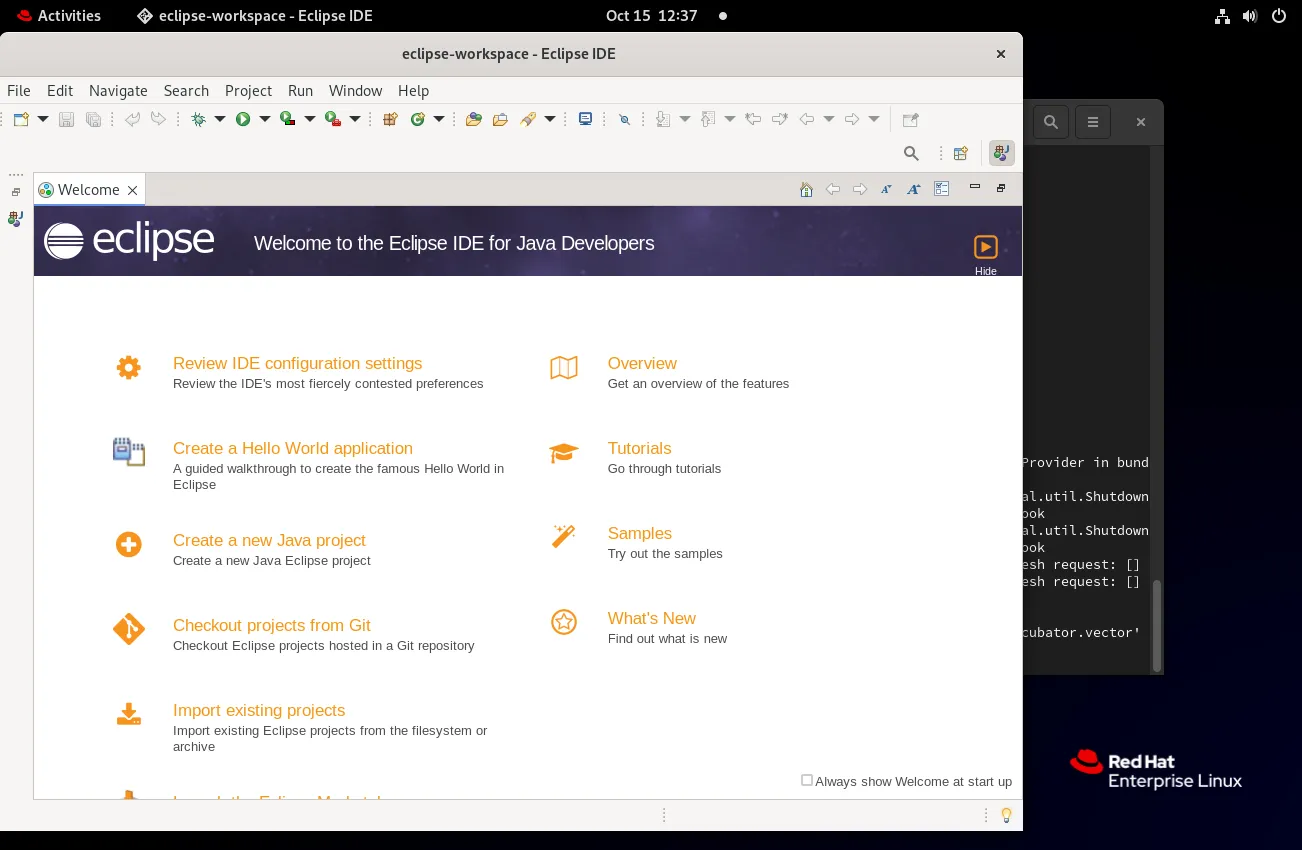 Eclipse IDE Welcome Screen