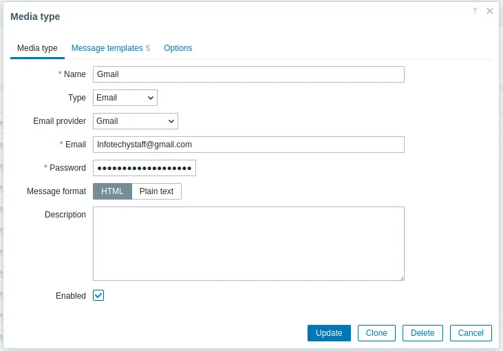 Media Type Settings for Gmail