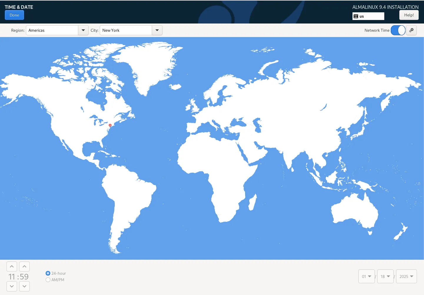 Time Zone Settings: AlmaLinux9 Installation