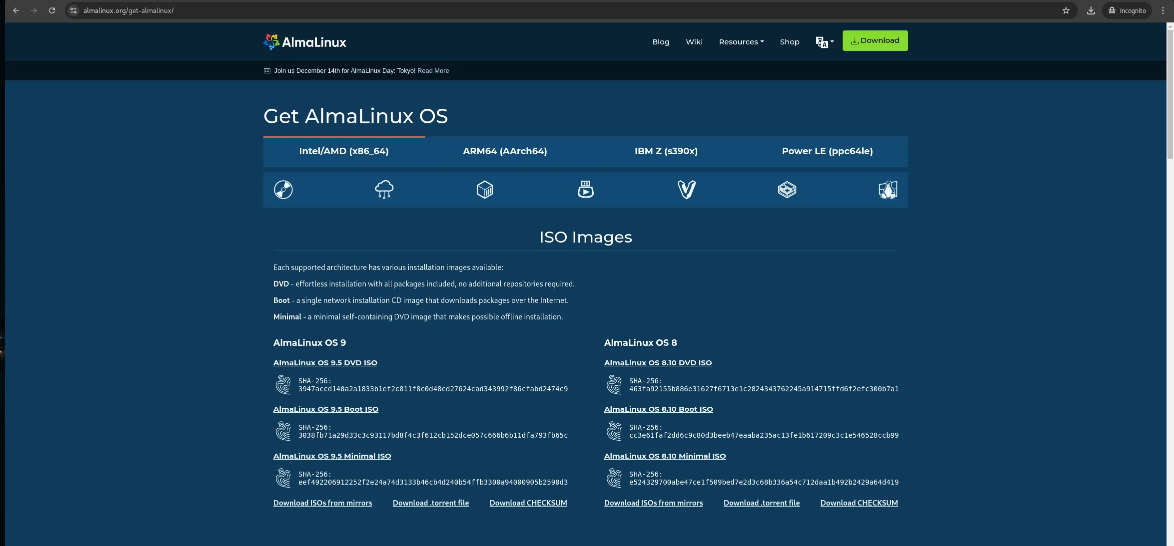 Install AlmaLinux 9.5