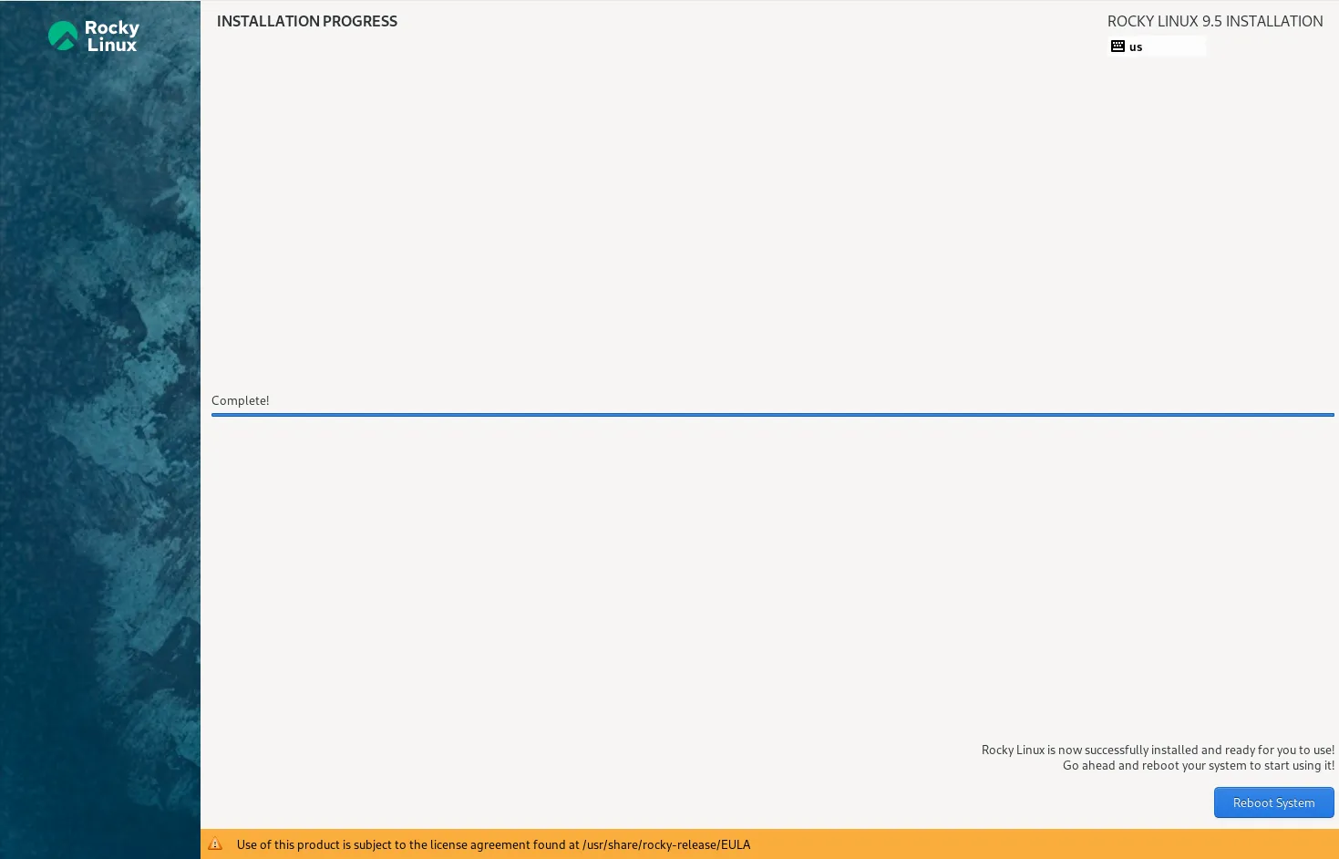 Reboot Machine post-installation process in Rocky Linux 9.5