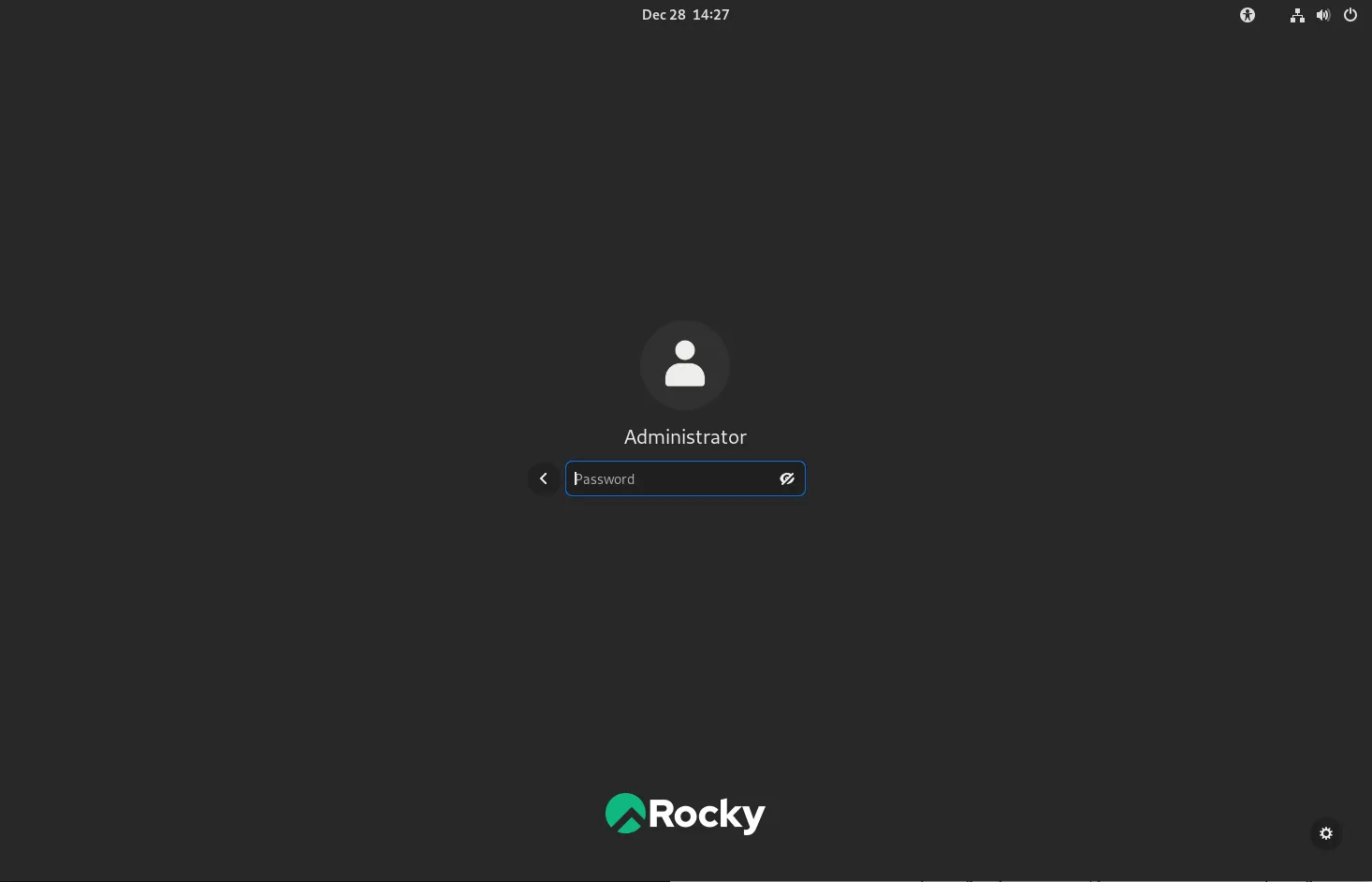 Login Screen - post installation - Rocky Linux 9.5