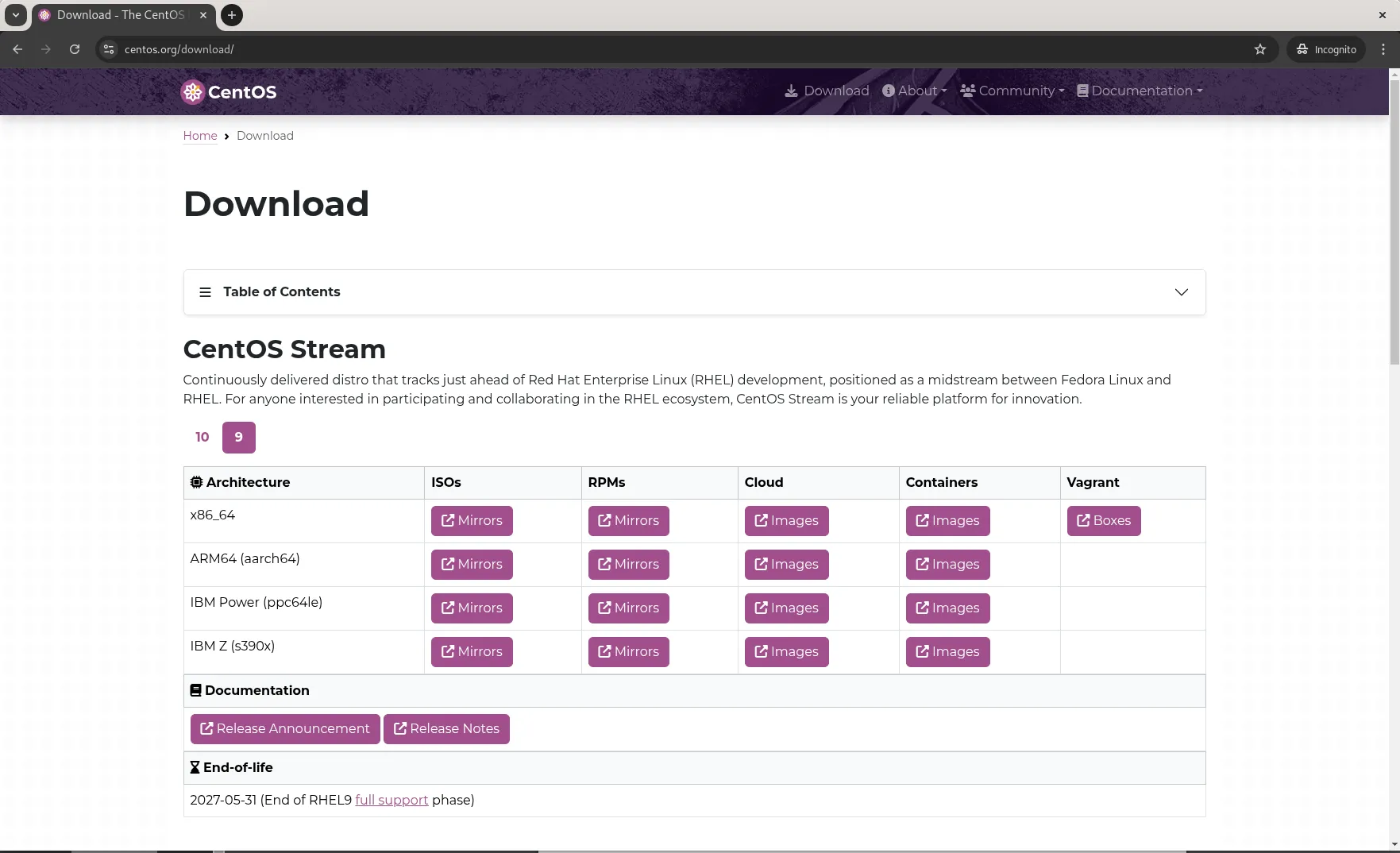 CentOS 9 Stream GUI