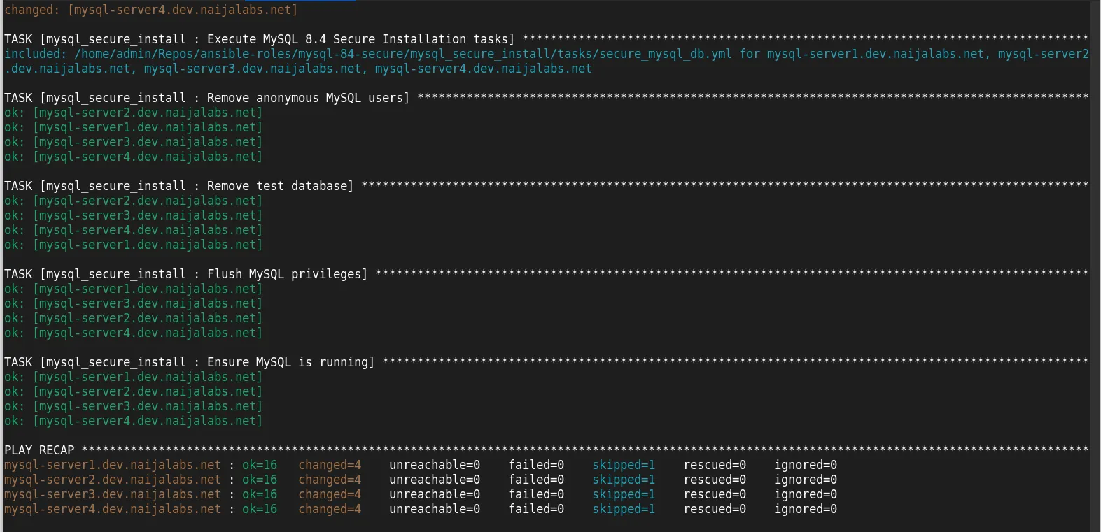 automate mysql_secure_installation with Ansible roles