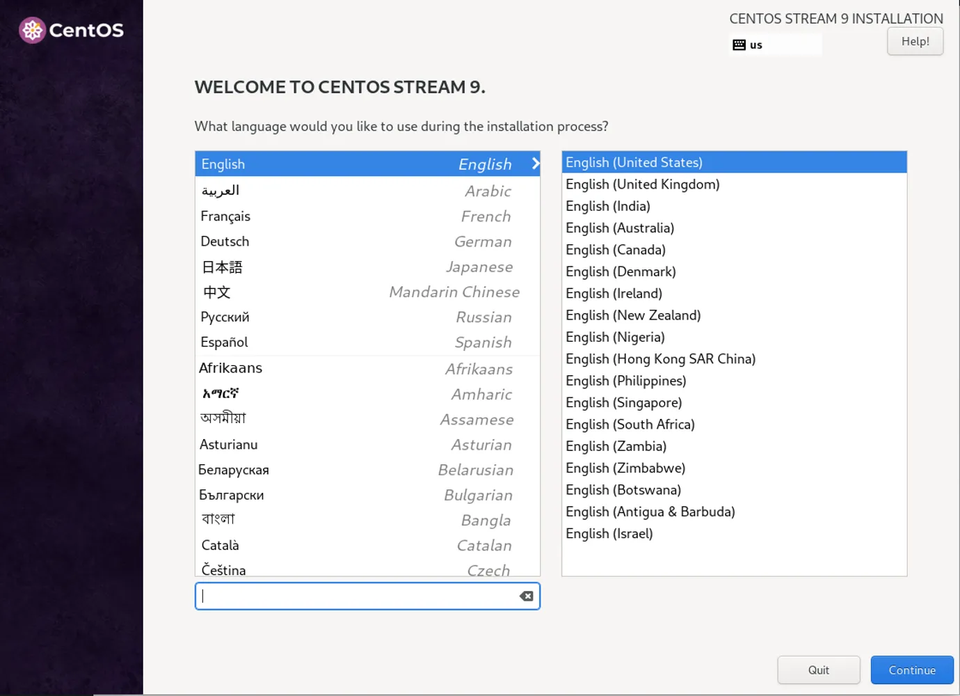 CentOS 9 Stream GUI: Keyboard, Timezone, etc